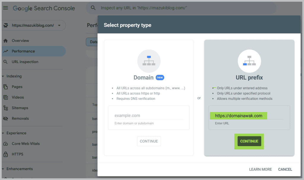 add property google search console